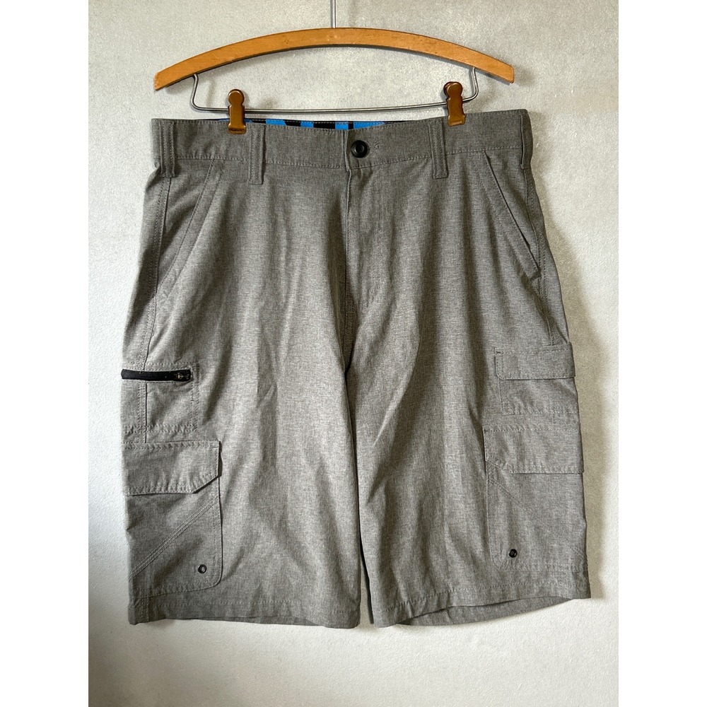 Iron Co Mens Stretch Cargo Hybrid Shorts Heather Grey Casual Outdoor Size 32